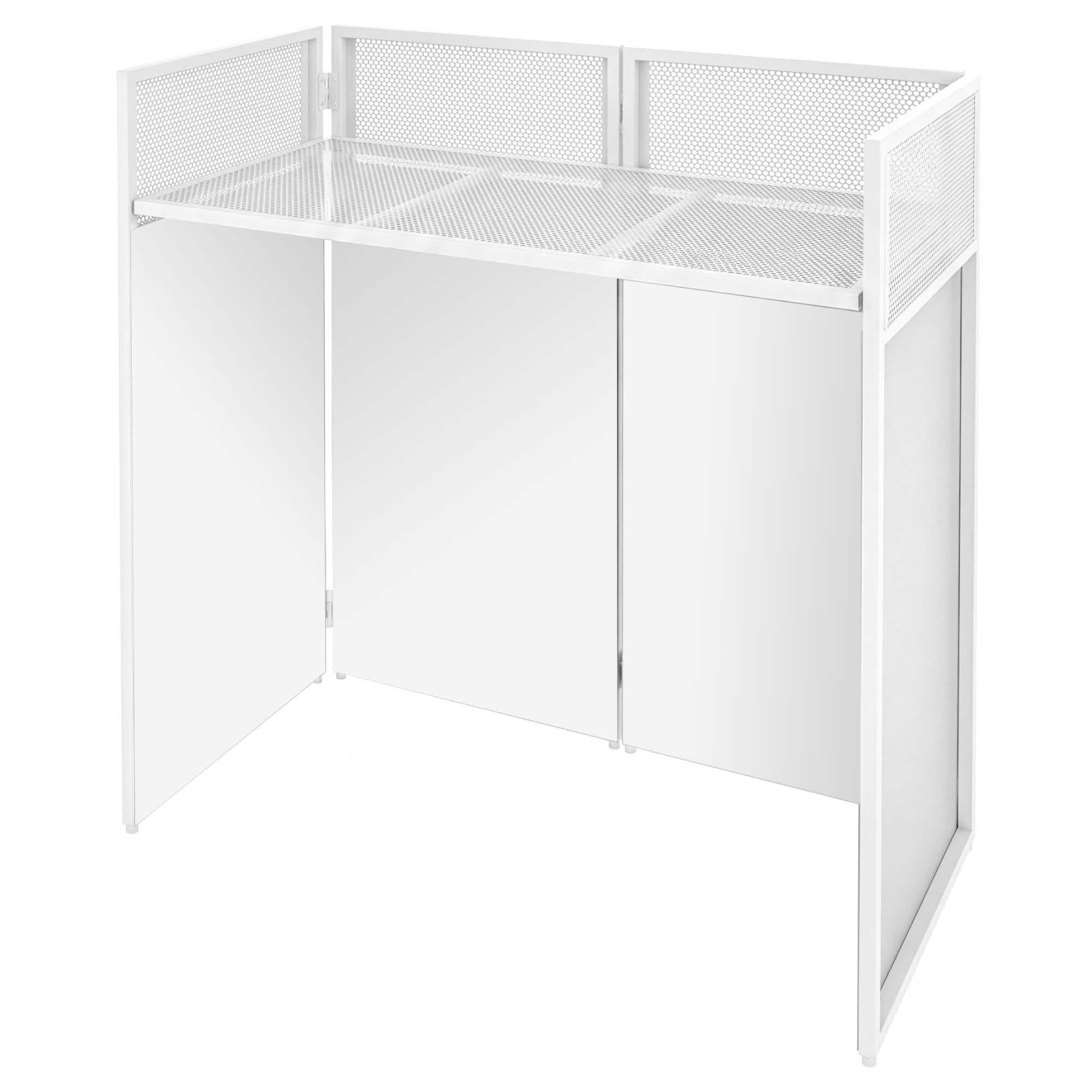 Vonyx DB4W Cabina DJ Plegable Blanca de 1 Metro con Mesa Perforada, 4 Paneles de Licra Ignífuga, Bolsa de Transporte, Estructura Metálica, Soporta 25 kg para Bodas, Eventos y Fiestas
