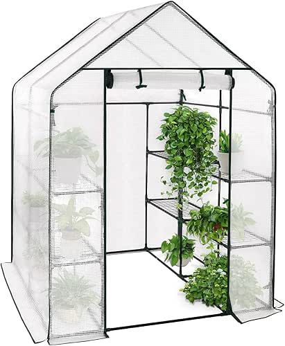 WOLTU Serre de Jardin PE pour lègumes avec Porte, Blanc,