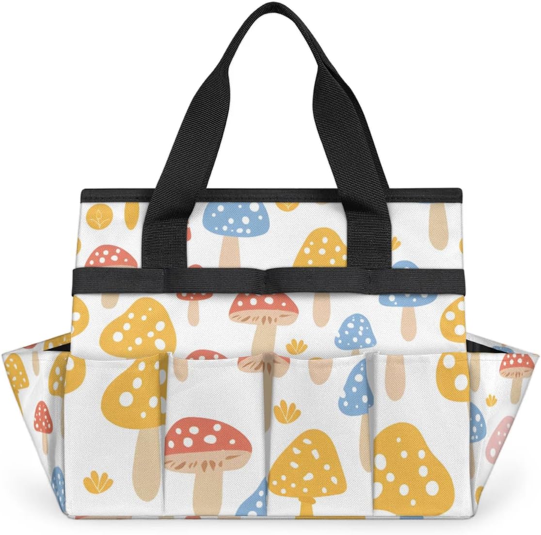 Garden Tool Bag Lovely Mushrooms Garden Tote Bag with Pockets Gardening Organizer Tool Storage Bags for Women Men Indoor Outdoor