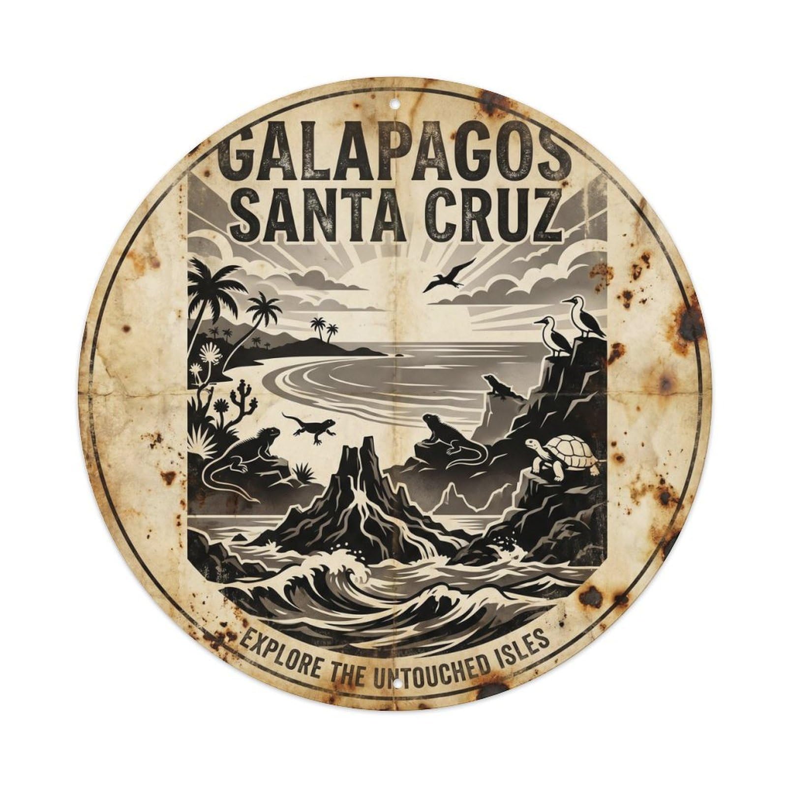 Galapagos Santa Cruz Expedition Coast Travel Metal Tin Sign