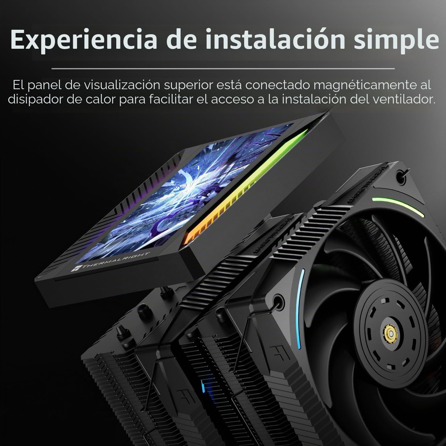 Thermalright Peerless Assassin 120 Vision MAX ARGB Black CPU Cooler, disipador de PC. Pantalla magnética de visualización de 5" con resolución 480x854, para AM4/AM5 e Intel LGA1700/1851