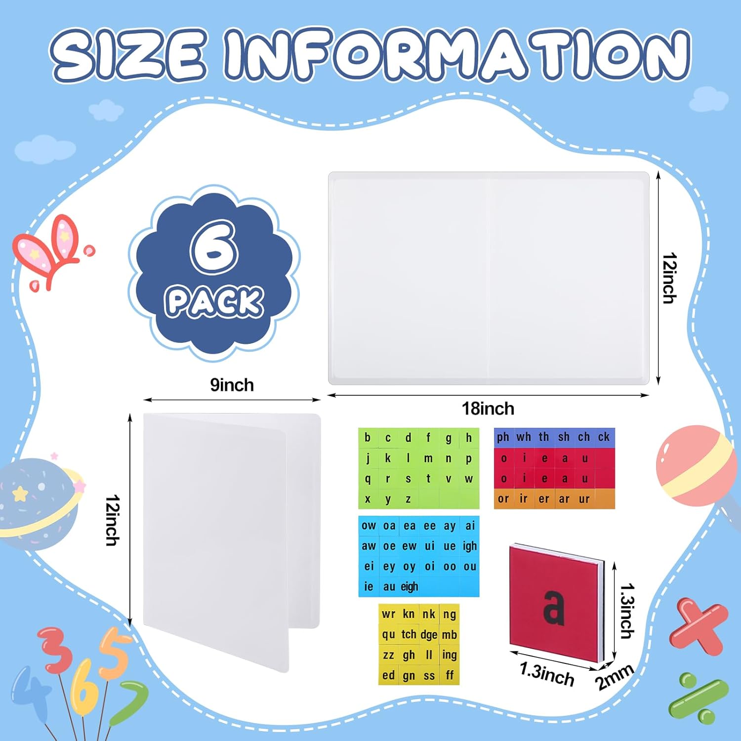 4 Set Elementary Magnet Set with Folding Board Magnetic Foam Reading Tiles with Folding Magnetic Board Homeschool and Classroom Portable Magnetic Manipulative Set