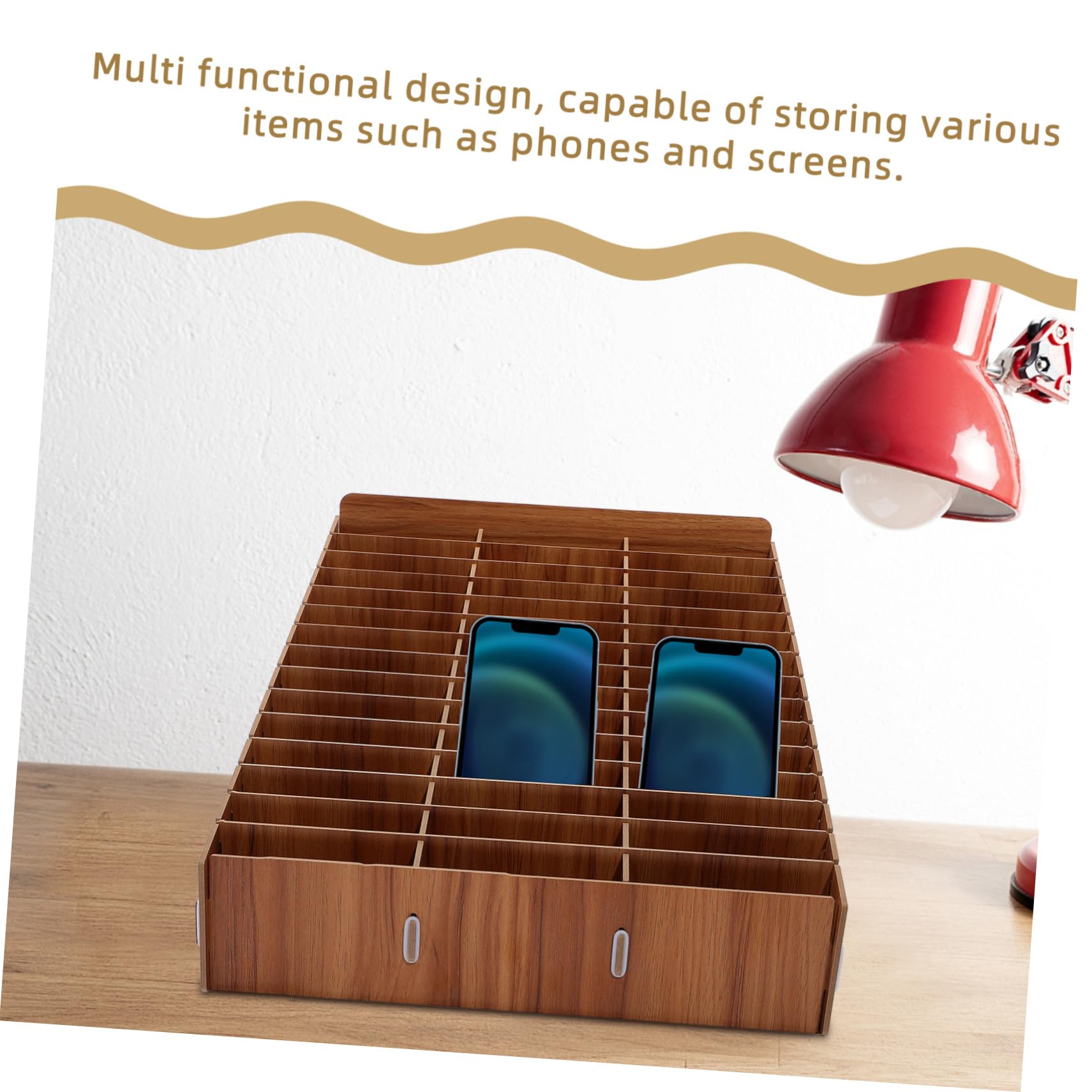Organizador de Móvil de Madera con Múltiples Compartimentos para Escritorio Soporte para Teléfonos Aula y Oficina Diseño Elegante y Funcional para Almacenar Cosméticos y Accesorios