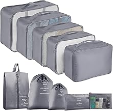 Packing Cubes for Travel - 10 Set Luggage Organizer Bags for Family, Mesh Breathable Travel Packing Cubes for Suitcases Durable Travel Essentials Bags Set