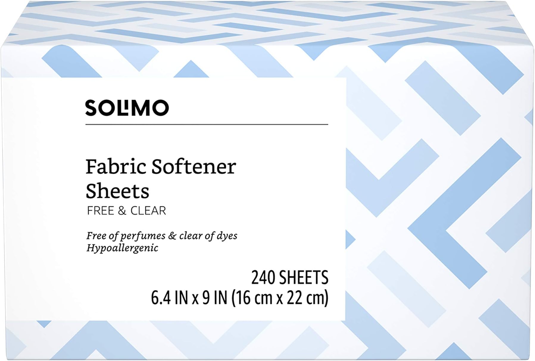 Amazon Brand - Solimo Fabric Softener Sheets, Free & Clear, Hypoallergenic, Free of Perfumes Clear of Dyes, 240 Count