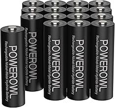 POWEROWL Rechargeable Batteries AA 2800mAh 1.2V Ni-MH LR6 Rechargeable Battery 1200 Cycles High Capacity with Eco Packaging Pack of 16