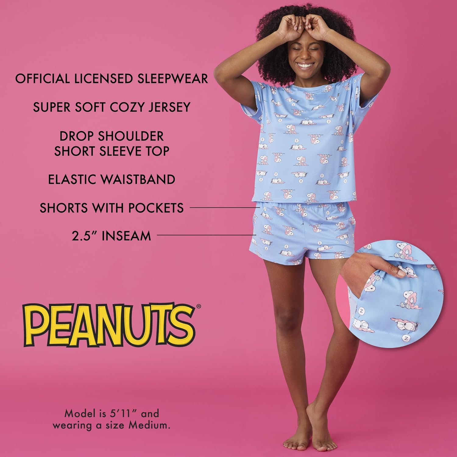 Richard Leeds International Womens Pajama Sets Disney | Hello Kitty |Snoopy Soft Stretch 2 Piece Short Lounge Sets for Women - Image 4