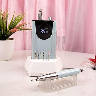 BAZPUR MART® Powerful Cordless Nail Drill for Manicures - Rechargeable Electric Nail File with 35,000 RPM for Precise Nail...