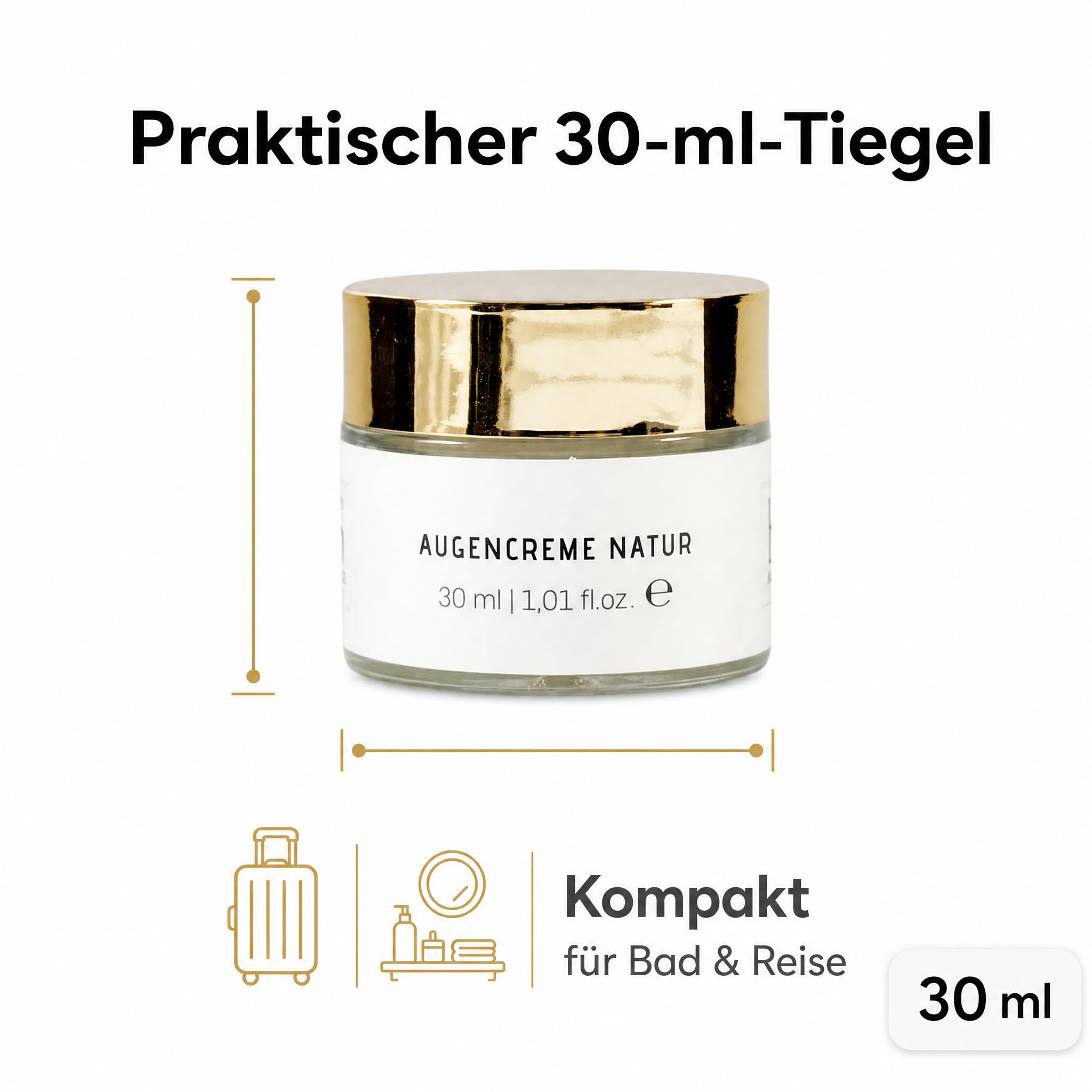 KS Beauty Augencreme Natur mit Aloe Vera & Arganöl, 30 ml | Kornblumenextrakt, Glycerin, Vitamin E