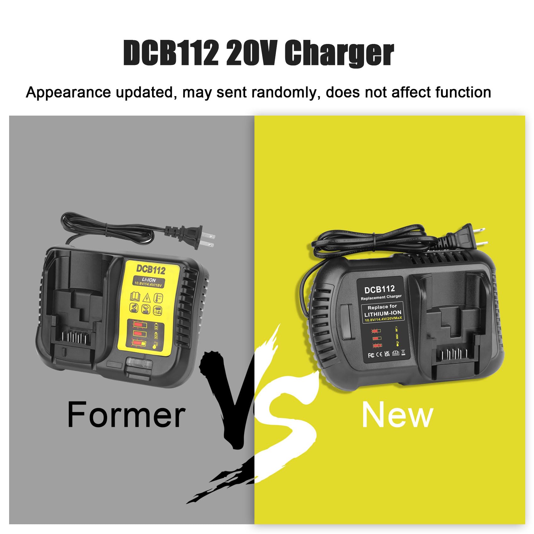Leisuda 20V Fast Charger Compatible for De Walt 20V Max Battery, DCB112 DCB107 DCB118 DCB115 Charger Compatible for De Walt 12V 20 Volt Max Lithium Battery