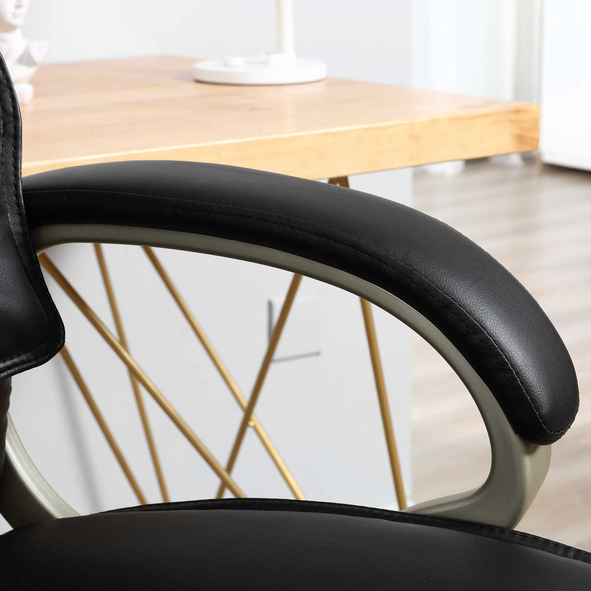 HOMCOM Bürosessel mit Wippfunktion Chefsessel 70 x 58 x 114–124 cm Schwarz | Bürostuhl, Schreibtischstuhl, Ergonomischer Drehstuhl, Sportsitz, Hoher Rückenlehne, Kunsterleder, Metall