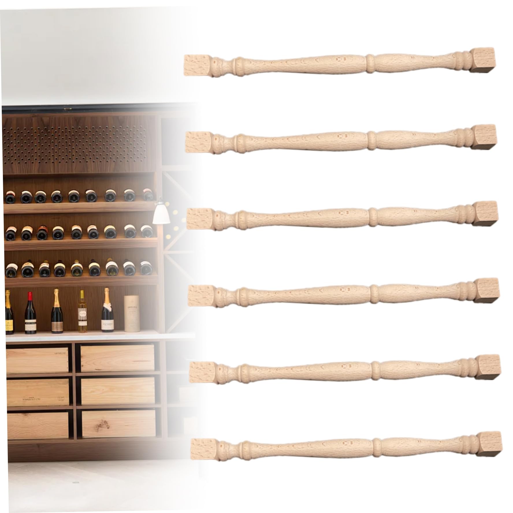 Husillos de madera, husillos de madera, 6 piezas de 13x1 pulgadas, balaustre sin terminar para bricolaje, para escaleras, pasamanos, carpintería, muebles