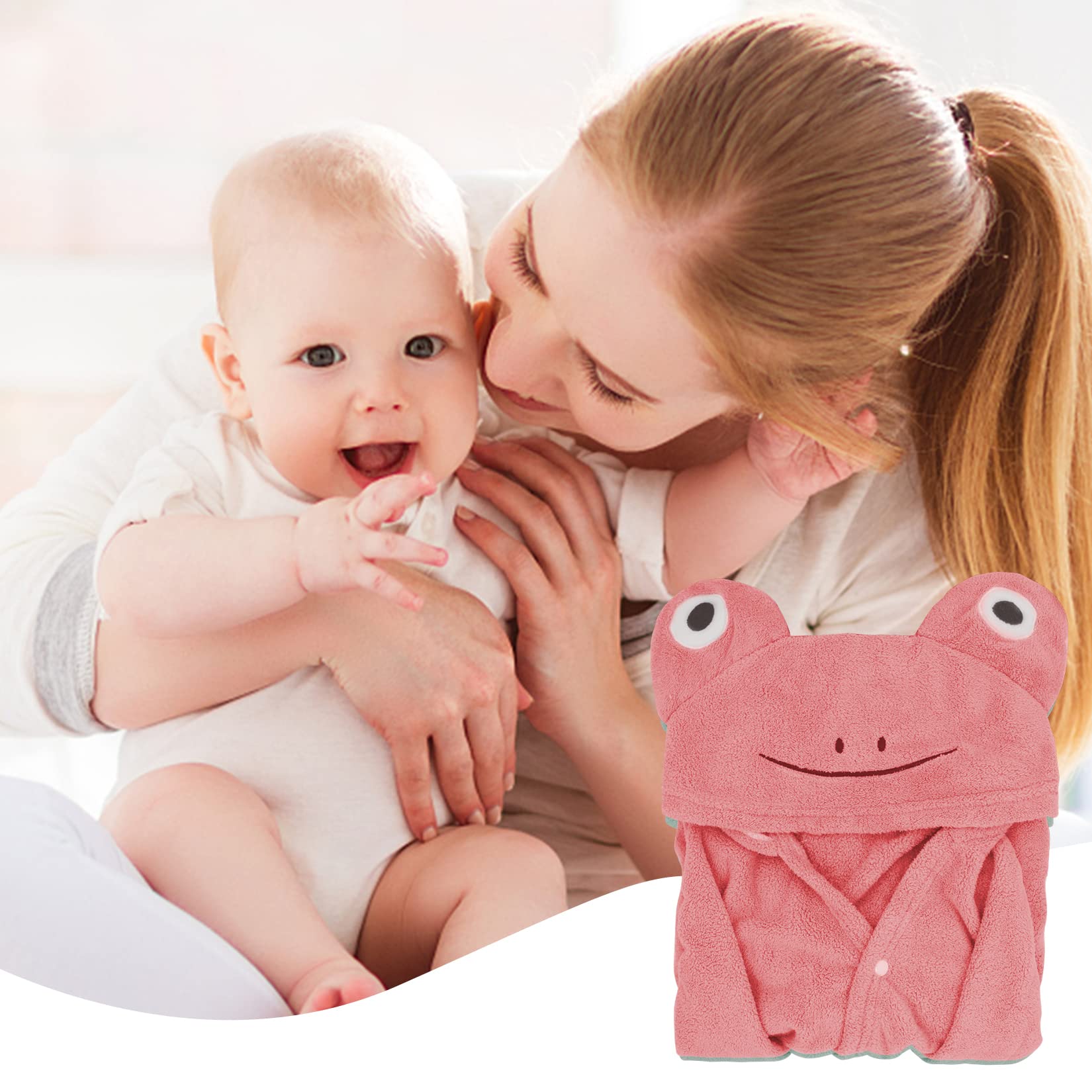 Baby-Badetuch mit Kapuze, Kleinkind-Badetücher, Decke für Neugeborene, saugfähiger Bademantel, Duschgeschenke für Jungen und Mädchen, 69,8 x 139,7 cm (rosa Frosch)