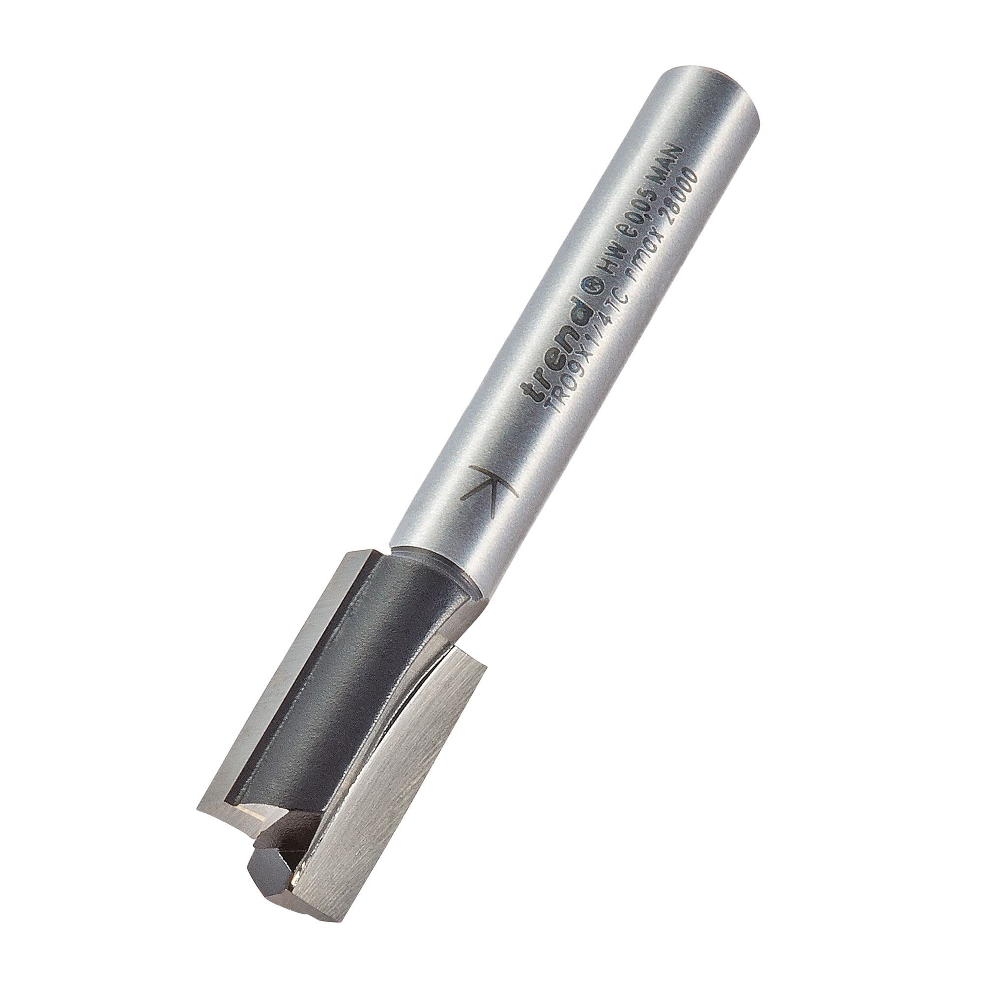 Trend Trade Straight Two Flute Router Cutter, 1/4 Inch Shank, 10Mm Cut Diameter, Tungsten Carbide Tipped, Tr09x1/4Tc