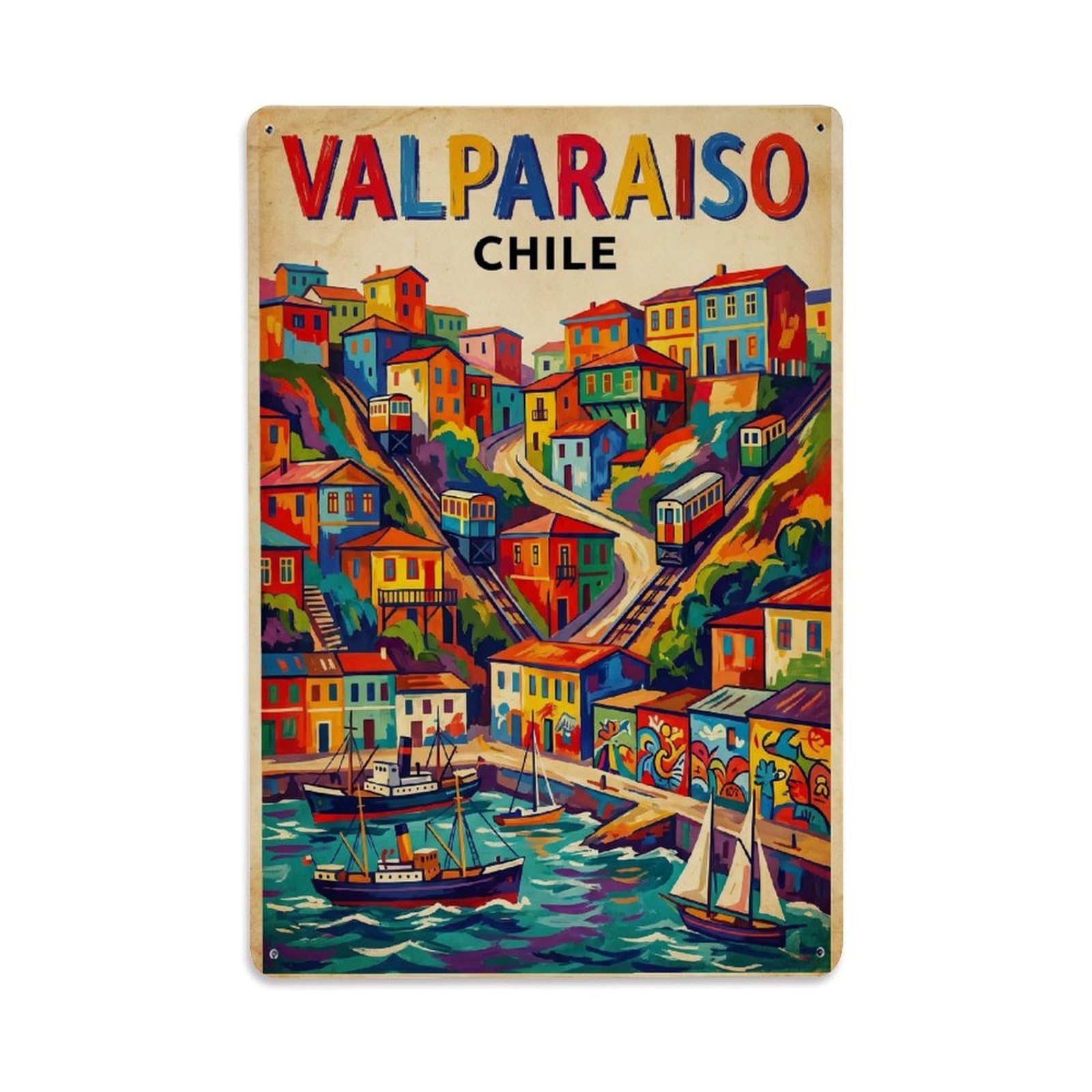 Travel Retro Chile Valparaiso Metal Tin Sign