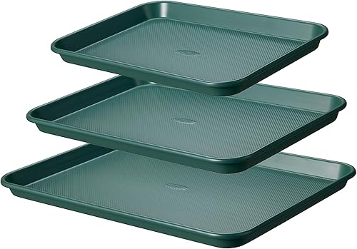 CAROTE 3-Piece Baking Pan Set - Bakeware Set, Baking Sheet Set Including 13 Inch 15 Inch 17 Inch Sheet Pan, Cookie Sheet for Baking, Deep Olive Green - 60% off