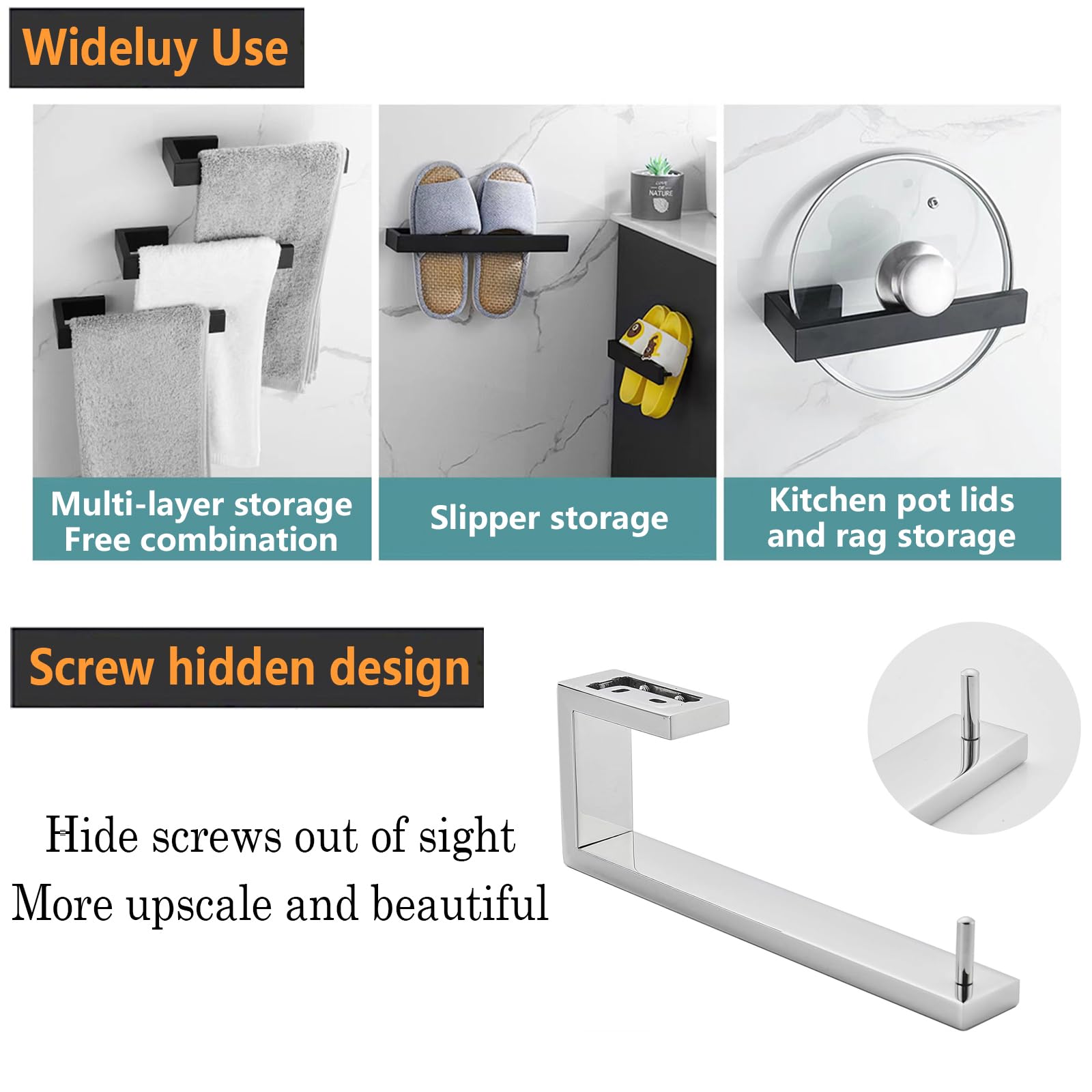 SUS304 Stainless Steel Towel Ring - Adhesive Wall Mounted Bathroom & Kitchen Organizer