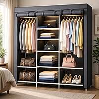 Guarda-Roupa Dobrável Cinza 3 Portas Zíper Impermeável Cabideiro Sapateira Metal 16mm Quarto Closet Lavanderia Apartamento