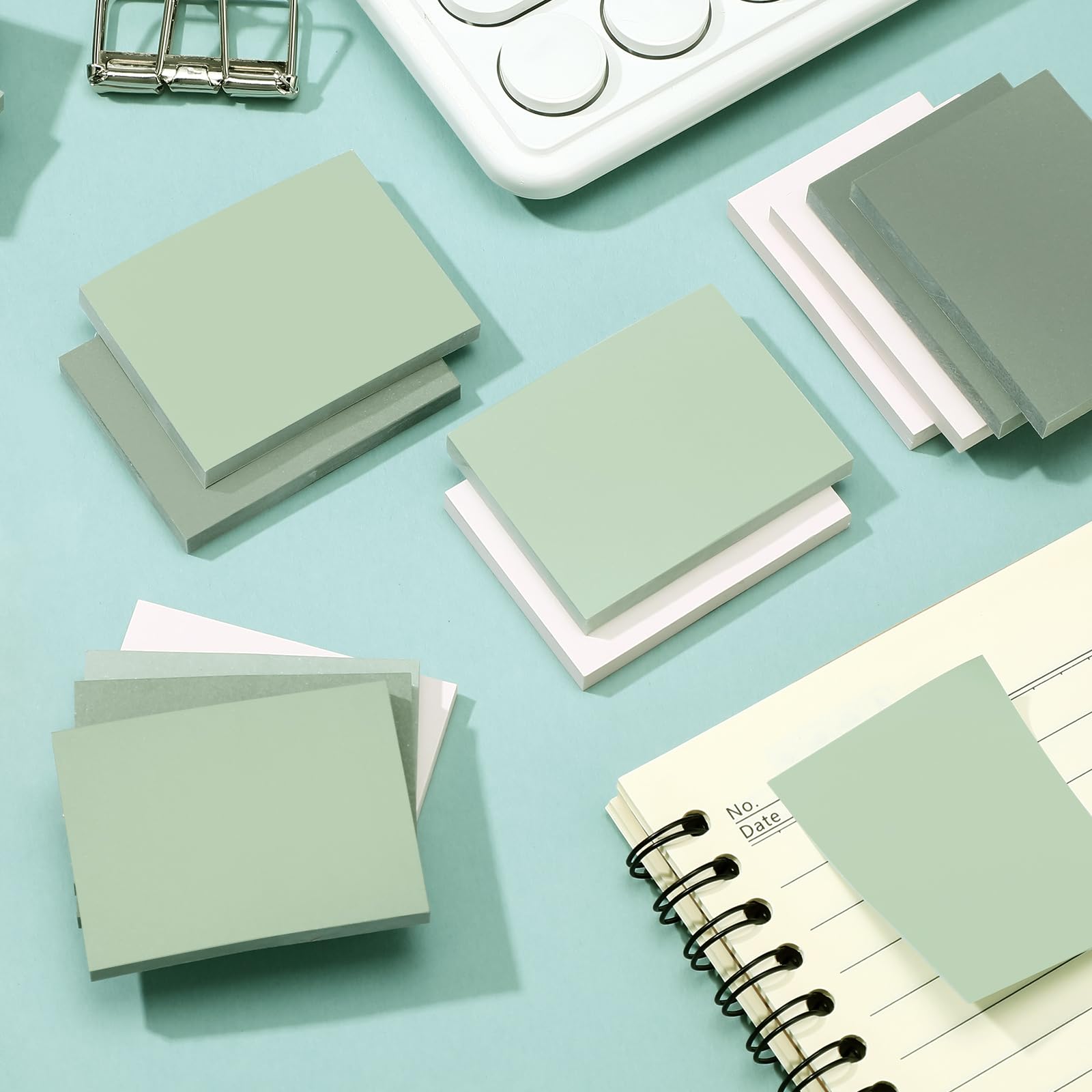Fainne Mini-Haftnotizen, Großpackung, 3,8 x 5,1 cm, klein, sortiert, helle Farben, Papier, Memo für Büro, Schule, Notizbuch, Zubehör, 50 Blatt/Block (einfacher Stil, grüne Serie)