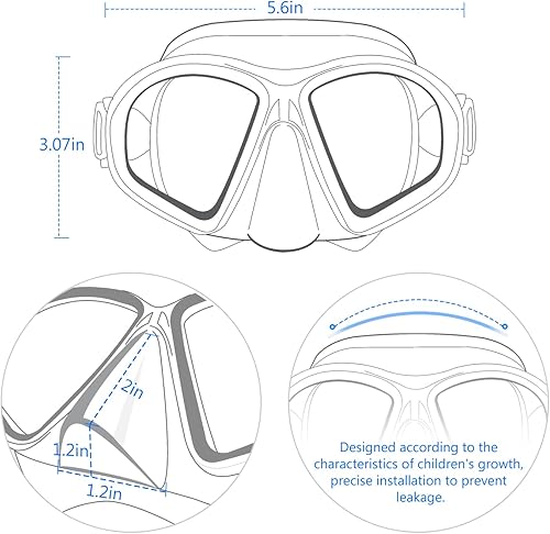 Miniatura 4 de Supertrip Kids Swim Goggles, Swim Mask with Nose Cover, Tempered Glass Snorkel Diving Mask for Youth Boys Girls Age 6-14