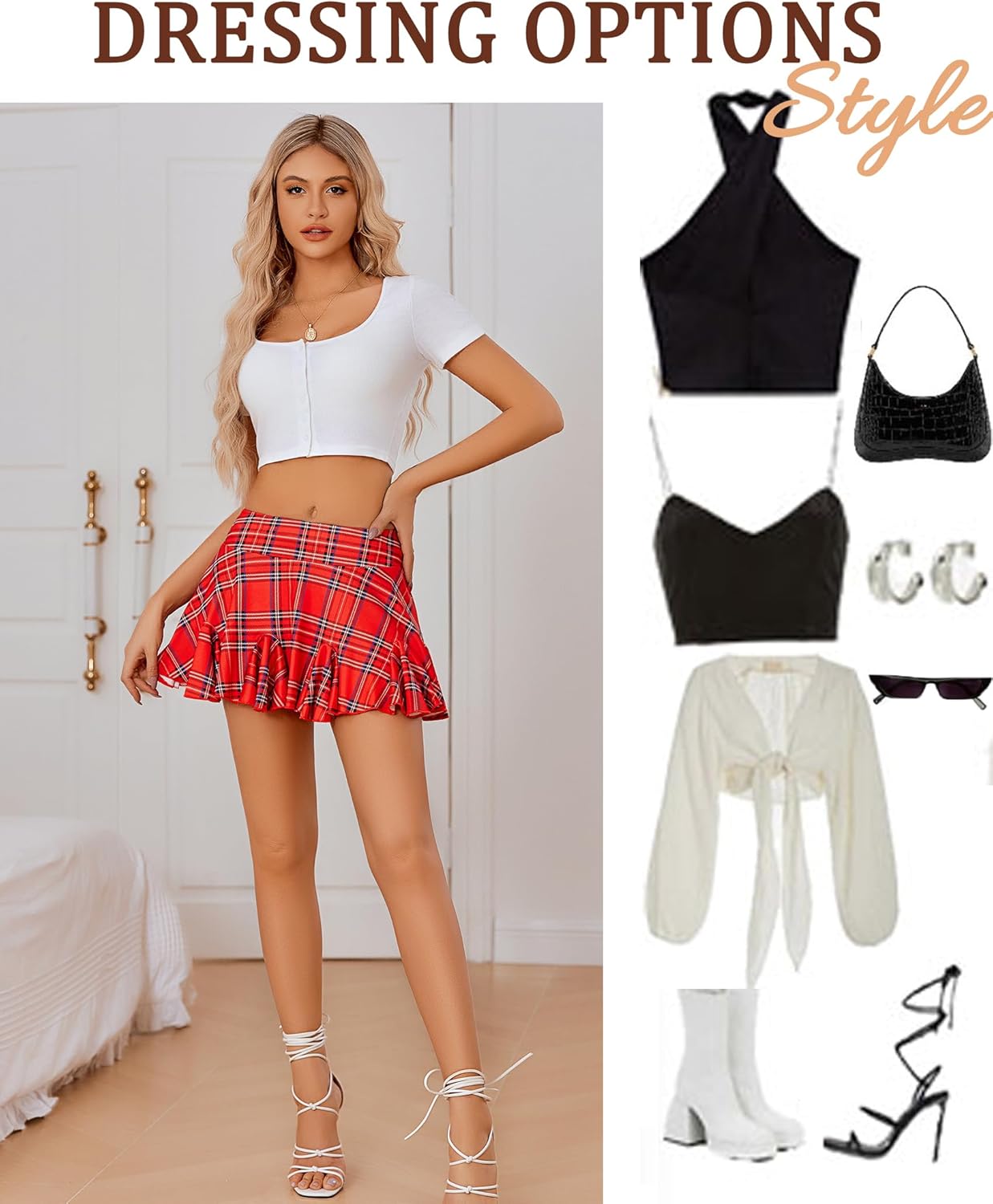 Avidlove Mini Skirt for Women Sexy Pleated Skirts High Waist Skater Skirt Ruffle Lingerie Skirts - Image 6