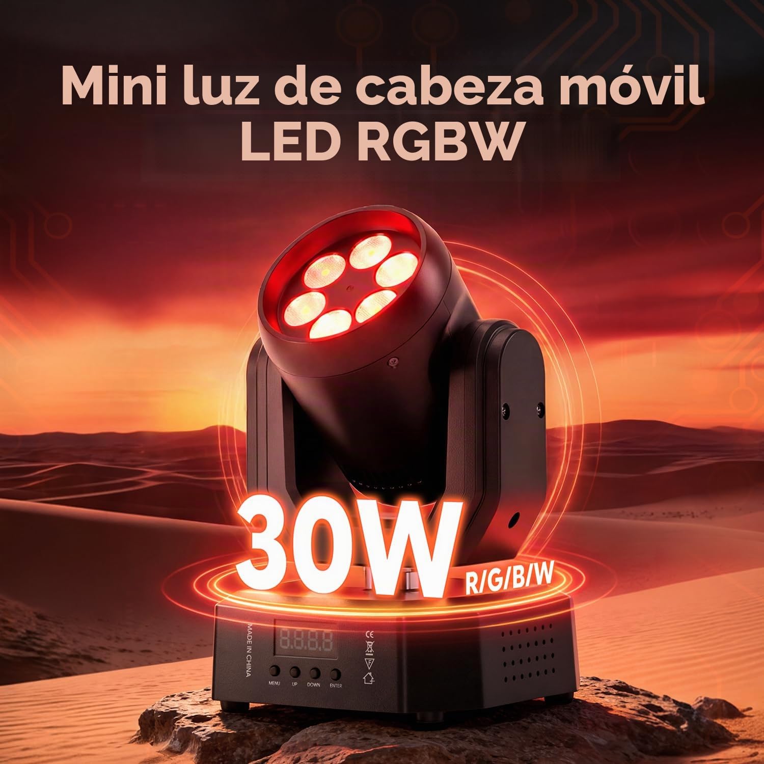 Mini 30W Beam Cabeza Móvil Luces de Fiesta, 6 LED RGBW Efectos de iluminación con Control Remoto Luces de Escenario Wash Ángulo de Haz 25° Estroboscópico para Boda Bar Discotecas Navidad