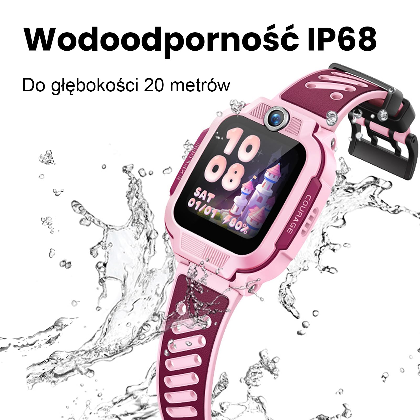 imoo Z3 Smartwatch 4G z GPS i kartą SIM, rozmowy wideo, WiFi, SOS, wodoszczelność IP68, zegarek do telefonu dla dziewcząt i chłopców (różowy-Z3, imoo Z3)