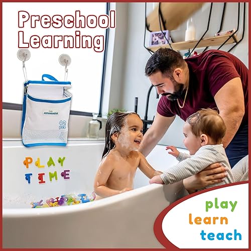 Miniatura 2 de ALPHABATH - Juguetes de baño de succión con letras del alfabeto, números 42 piezas, estimulantes Montessori, para autismo, sensorial, sin moho,