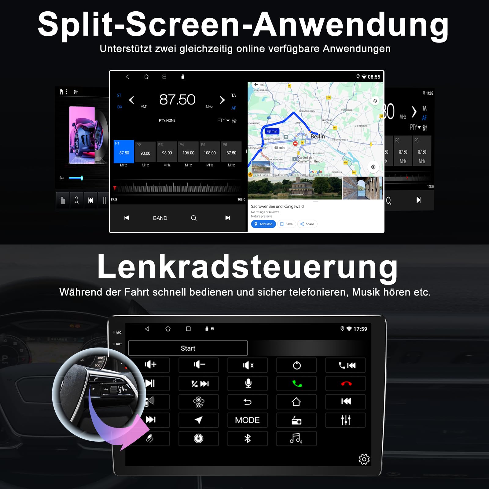 9 Zoll Autoradio für Skoda Rapid/Spaceback 2013-2019, Radio mit Kabellos CarPlay & Android Auto| 4+64G Android 13| QLED Display, 1080P Rückfahrkamera, GPS, WiFi, Bluetooth 5.4, DSP, RDS