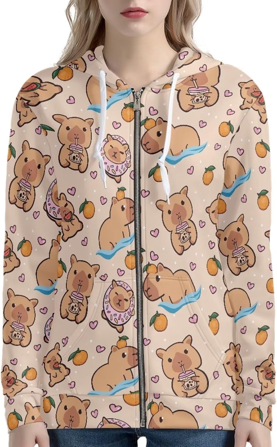 Womens Hoodies Zip Up Lightweight Long Sleeve Thin Hooded Sweathsirt Trendy Jacket - Image 2