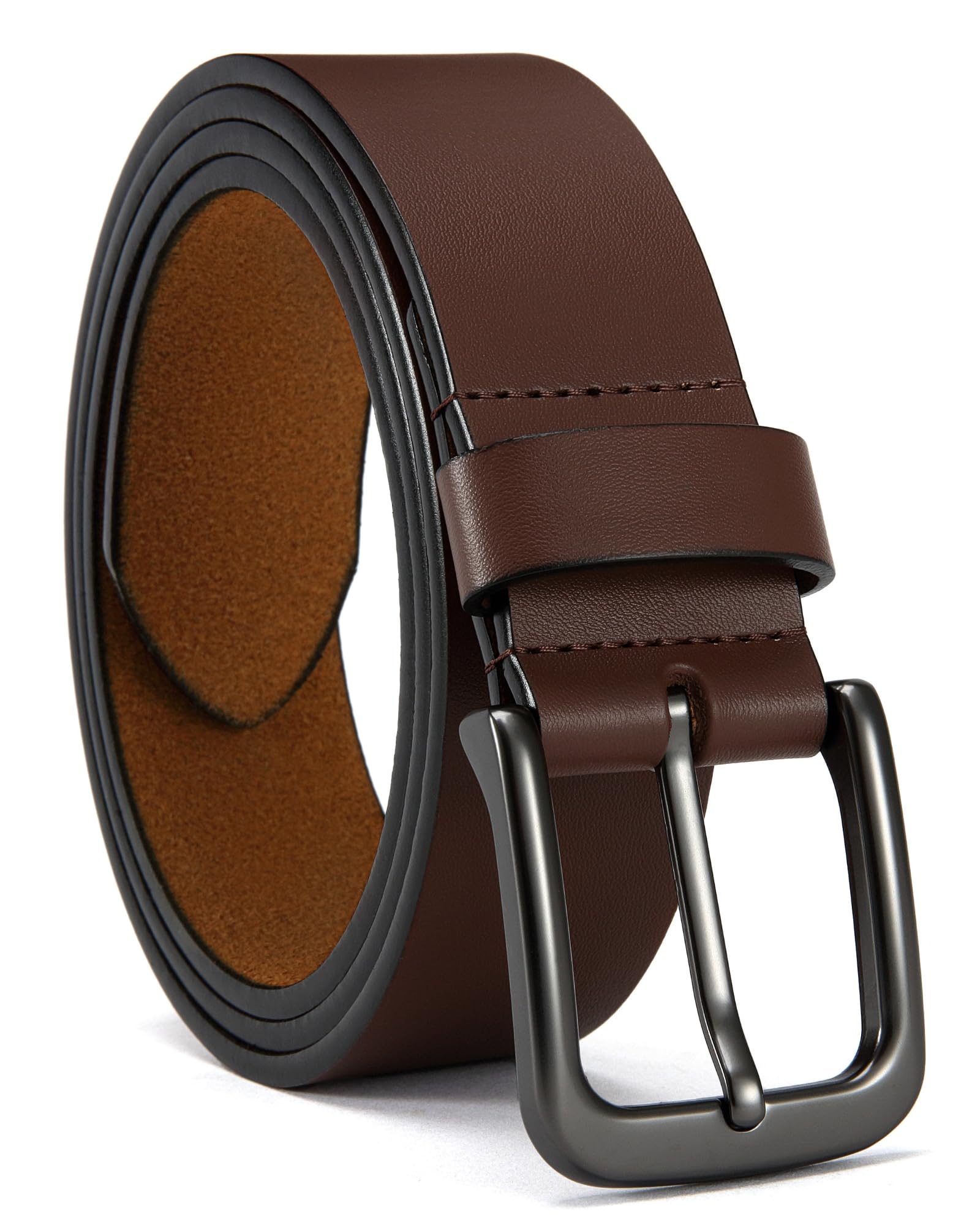CHAOREN Ceintures en cuir véritable pour homme - 35 mm - Pour jeans - Cadeau pour homme pour robe décontractée, cognac, 40