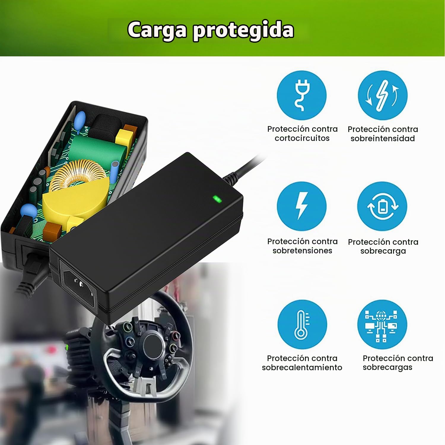 Lonnky Alimentatore 180W AC/DC Compatibile con Boost Kit 180 (8Nm) CSL DD e Gran Turismo DD Pro Endor6200-2400750p Endor6200-207050 Tensione Globale 100V-240V