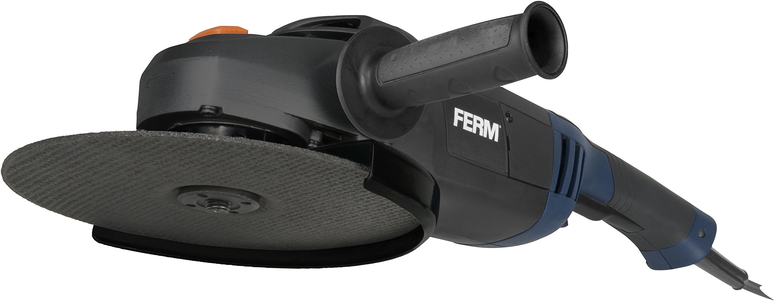 FERM AGM1088 Angle Grinder with Soft Start and Lock Off Safety Switch, 2500 W, 0 V, Black/Blue, 230 mm