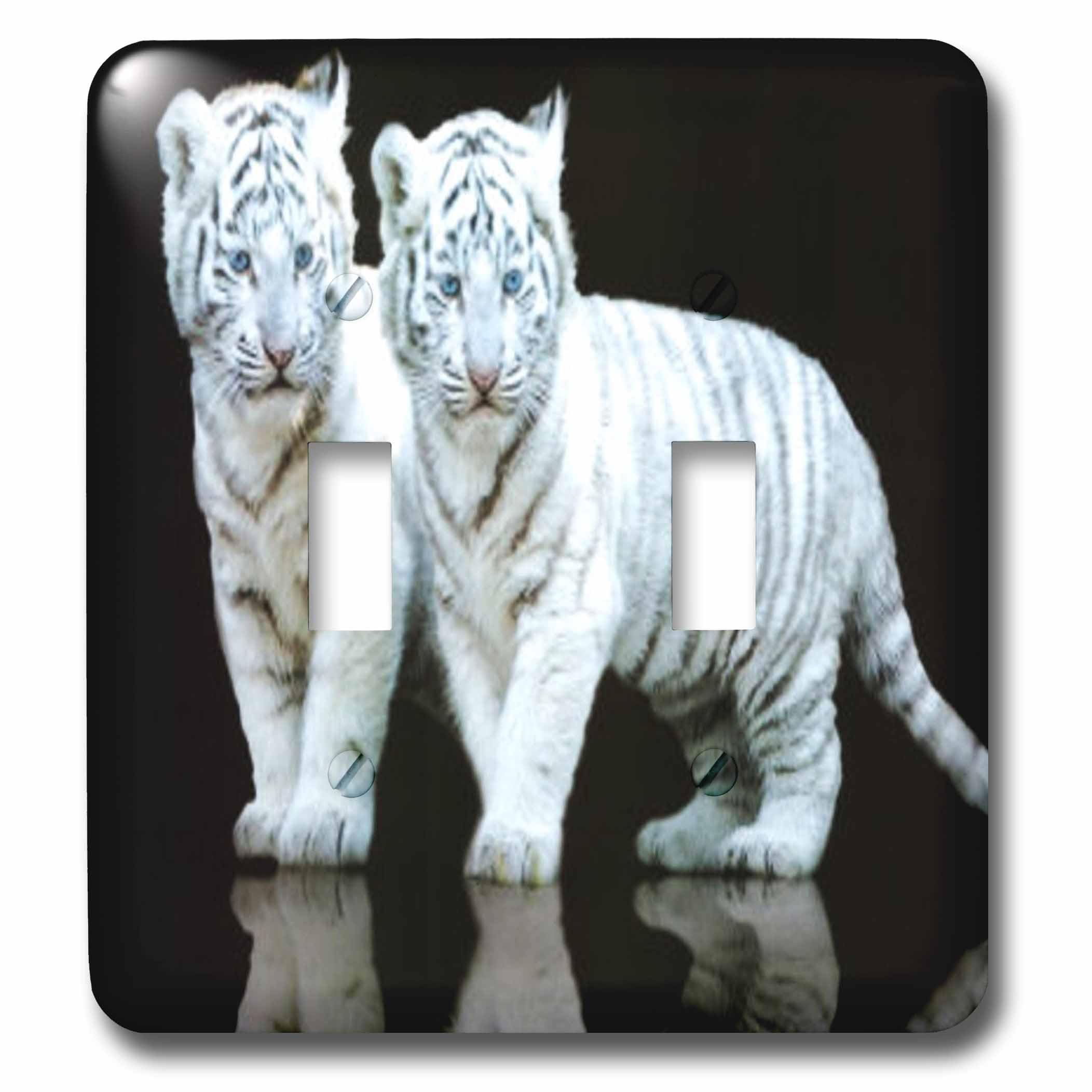 Interrupteur double motif tigres blanc 3dRose lsp_80218_2 plaque murale double commande