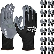 13 Gauge Smooth Nitrile Coated Work Gloves, Lightweight Thin Safety Utility Gloves,Non-Slip Abrasion-Resistant for Assembly, Inspection, Warehouse, DIY & General Handling 12 Pairs X-Large