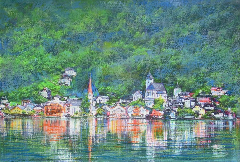 オーストリア　ハルシュタット市 水彩画　SHO オーストリア ハルシュタット市 水彩画 SHO