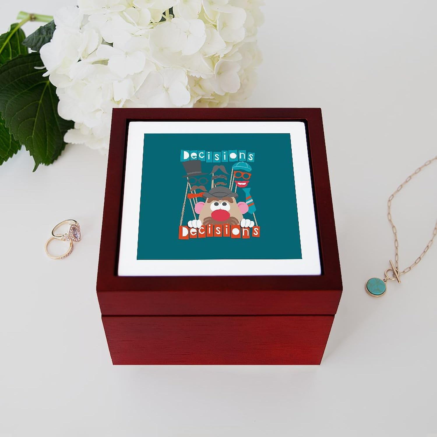 CafePress Mr. Potato Head Decisions Memory Keepsake Jewelry Box, 5"x5"x3.75"