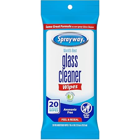 Sprayway SW199R Ammonia-Free Glass Cleaner Wipes, Fresh Scent, 20 Count