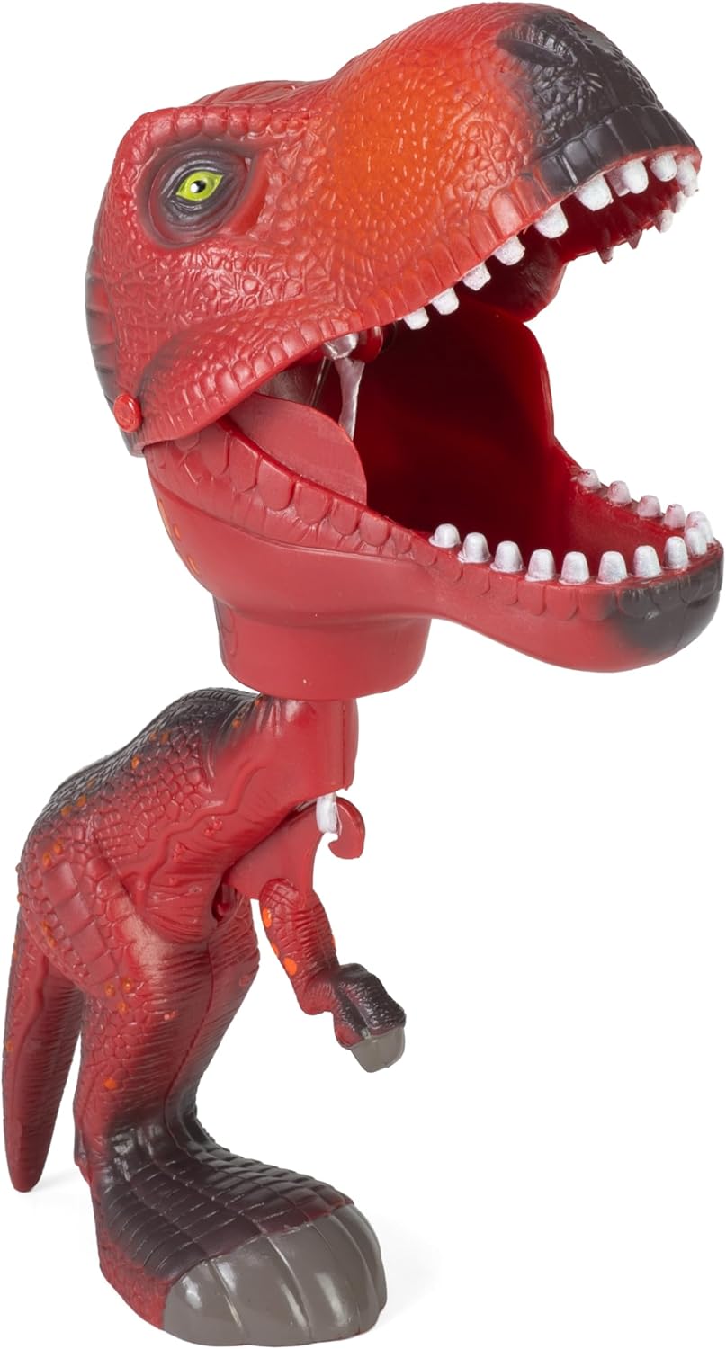 Wild Republic T-Rex Toy, Kids Gifts, Squeeze Trigger to Close Mouth, Red Chompers, 9.5"