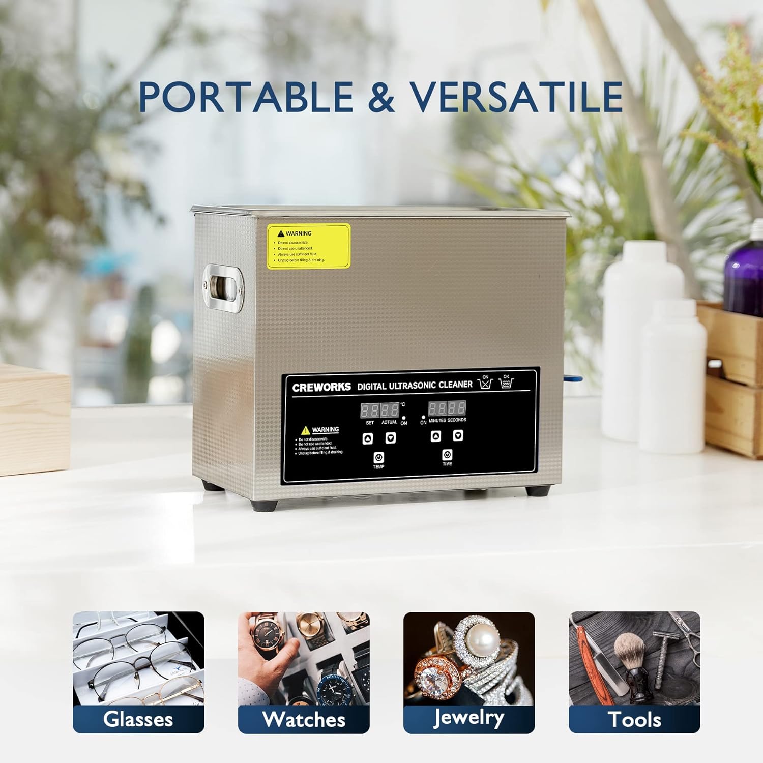 CREWORKS 30L Large Ultrasonic Cleaner, Total 1400W Professional Industrial Auto Cleaning Machine for Carburetor Tools Parts Instrument, 40kHz Digital Sonic Cavitation Cleaner with Heater & Timer