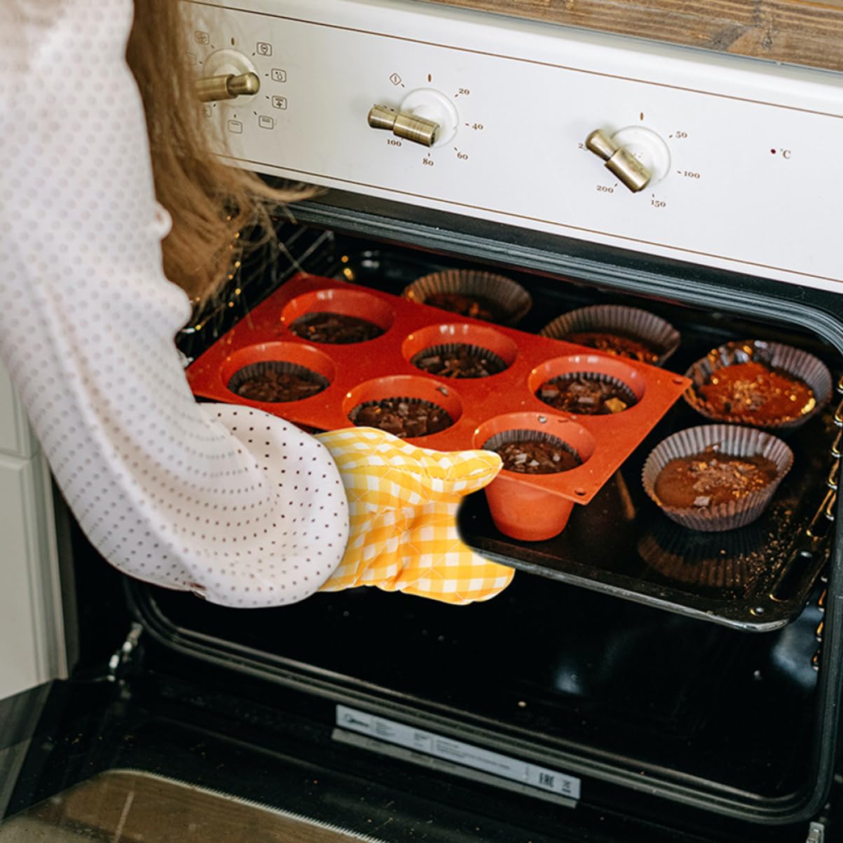 Maniques Cuisine Résistantes à Chaleur 2 Pièces en Polyester