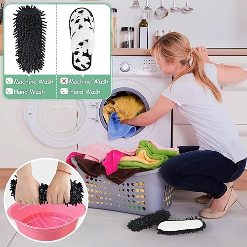 Miniatura 5 de Frjjthchy - Zapatillas de microfibra para limpieza del polvo de la casa, zapatos desmontables y lavables para limpieza de la cocina, casa