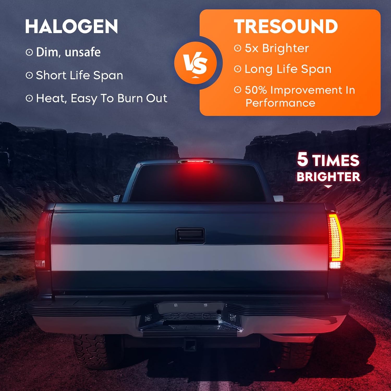 Condition photo showing New/Like New for tresound tail light + 3rd brake lamp for chevy avalanche 2007 2008 2009 2010 2011 2012, third high mount stop light rear led taillight assembly, 22739264, 25885679, 15120540, 1228-0126, 923-264 tail+brake light (smoked lens) 2007-2013