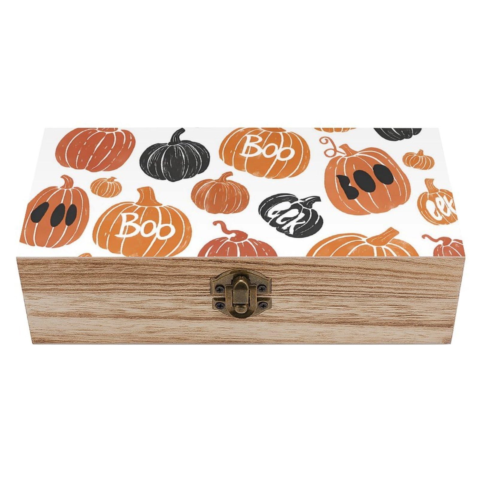 HLBSDM Happy Halloween Pumpkin Retro Wooden Storage Box Jewelry Art Gift Boxs Decorative Keepsake Boxes