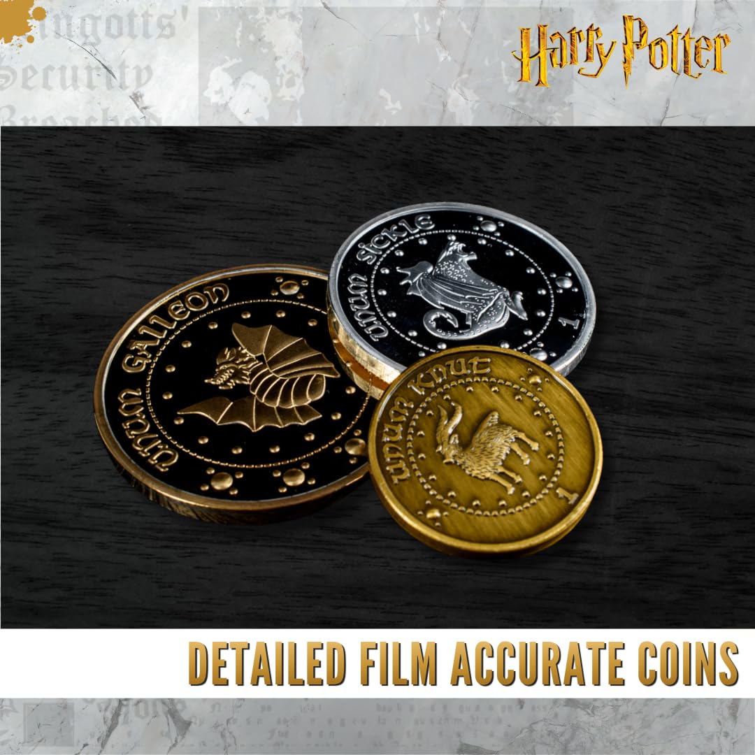 Harry Potter Replik-Münzen - Gringotts Zaubererbank 3er-Set - Sammlermünzen aus Metall - HP Fanartikel Sammlerstück - Geschenke für Damen Erwachsene Kinder Mädchen Jungen Fans