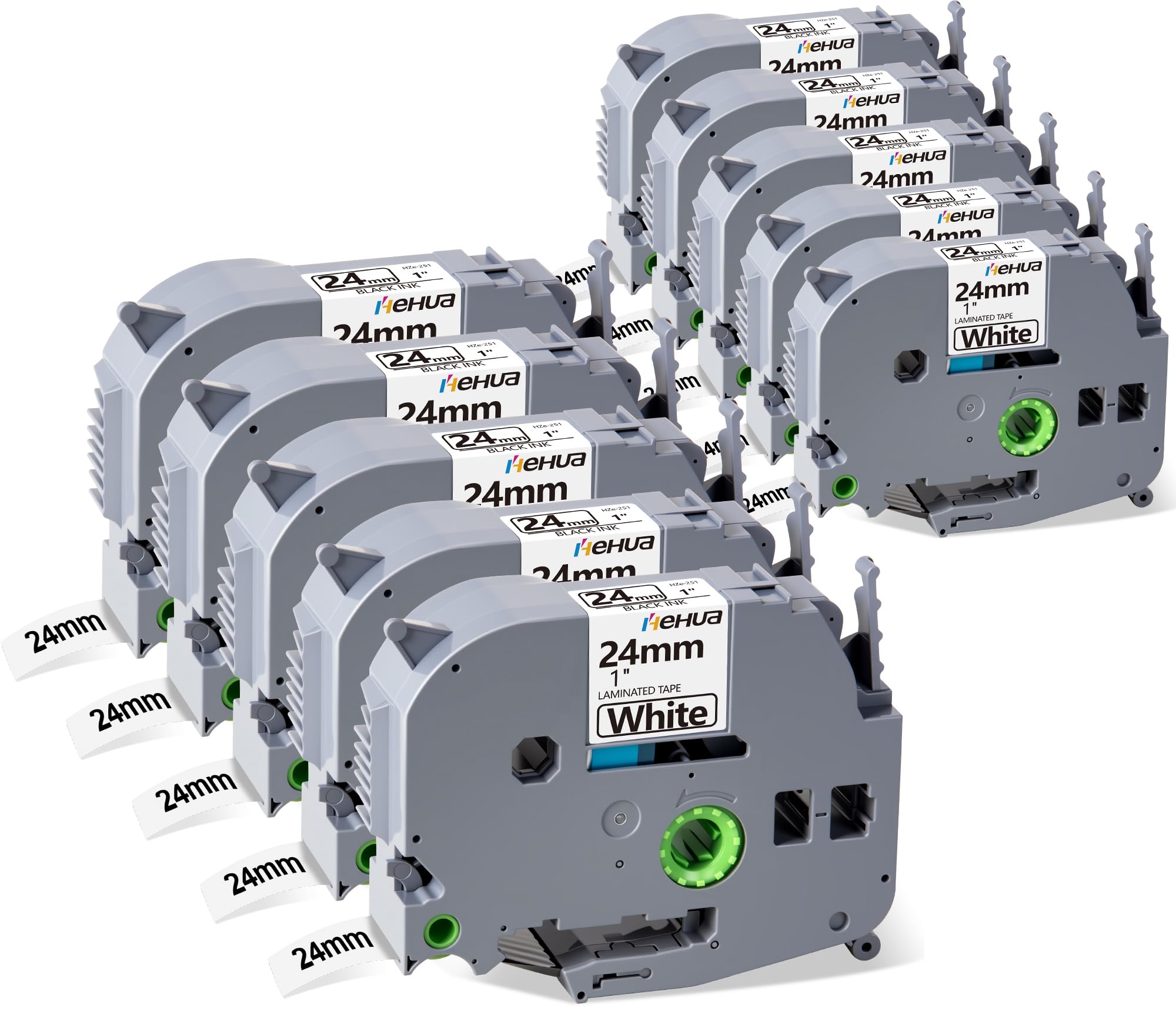 Hehua 24mm 0.94 Laminated White Tape Compatible for Brother PTouch Label Maker Tapes TZe-251 TZe251 TZ-251 TZ251 for Ptouch Label Machine PTD600