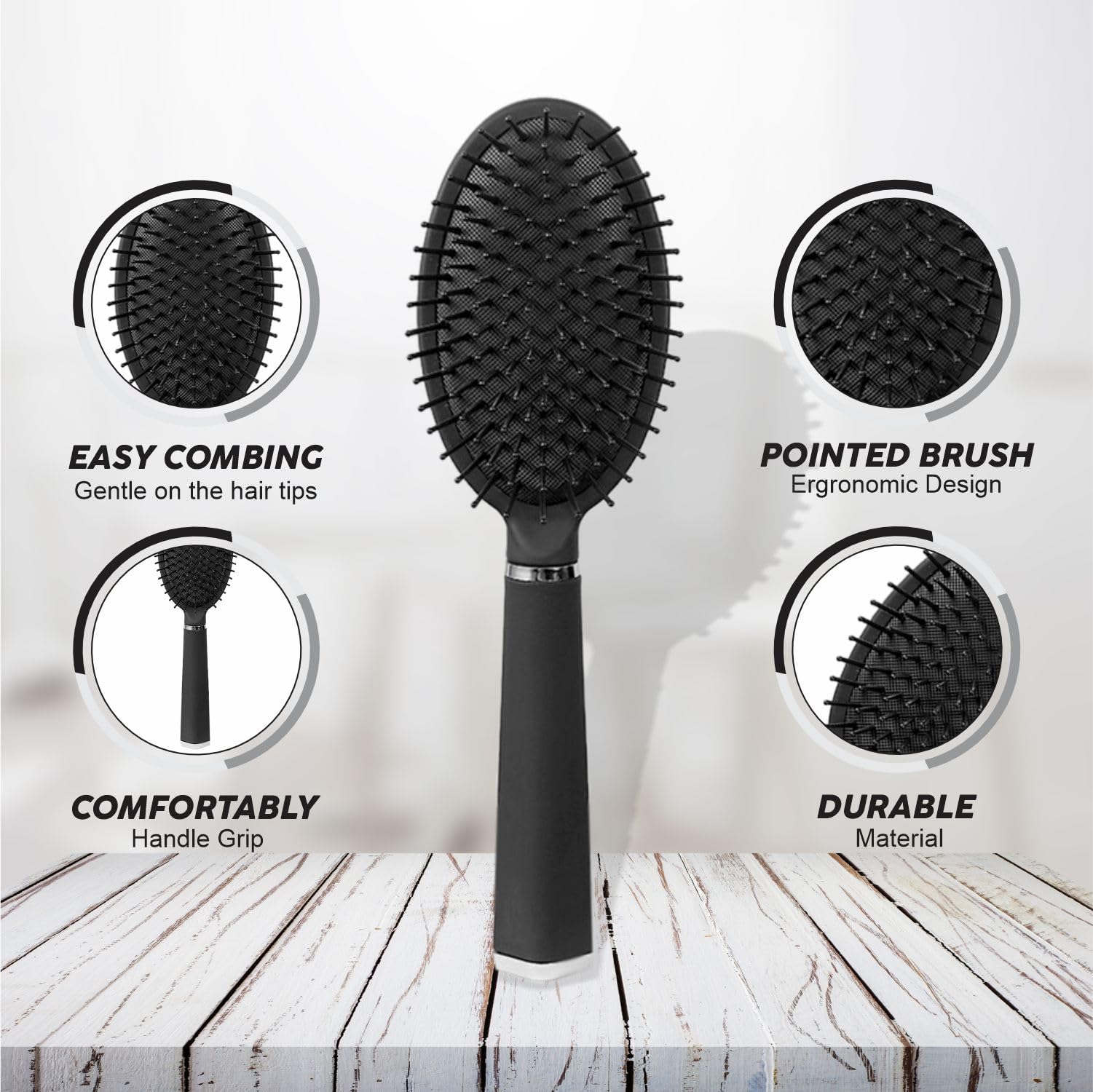 Hair Brush Blow Drying Paddle Hairbrush Easy Grip Handle Straightening Professional Detangle Oval Hair Comb For Curly Natural Long Thick Thin Wet Dry Hair Accessory Salon Supplies (1Pc) - Image 4