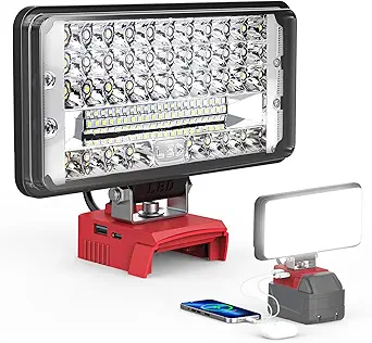 Ecarke LED Work Light Compatible with Milwaukee 18V Battery, 7'' 145W Cordless Work Light, 14500 Lumens, with Low Voltage Protection & USB-C/USB-A Ports