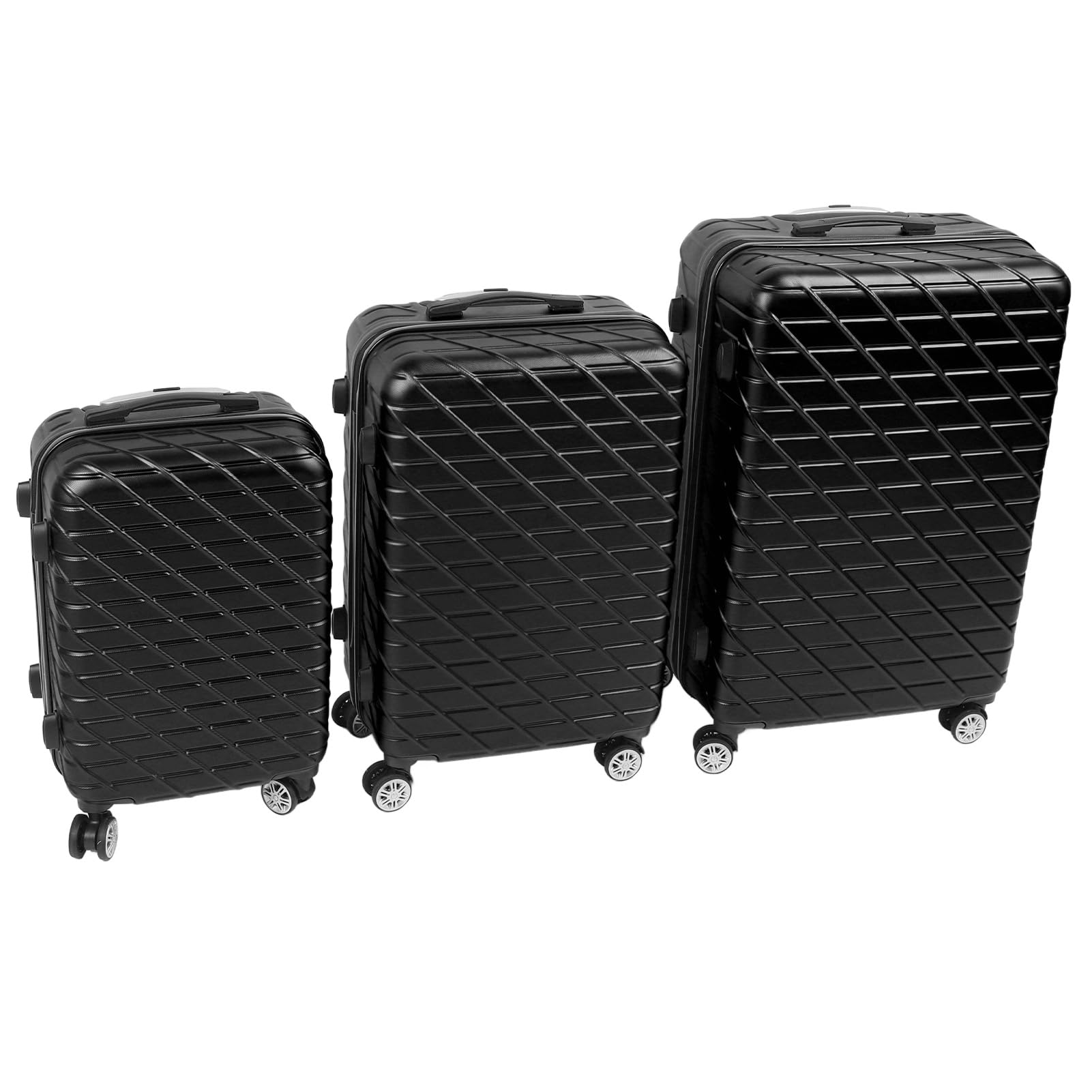 3-częściowy Zestaw Bagażu Hardshell z Zamkiem TSA, nośność 150 Kg na Długoterminowe Podróże i Wyjazdy Służbowe (BLACK)