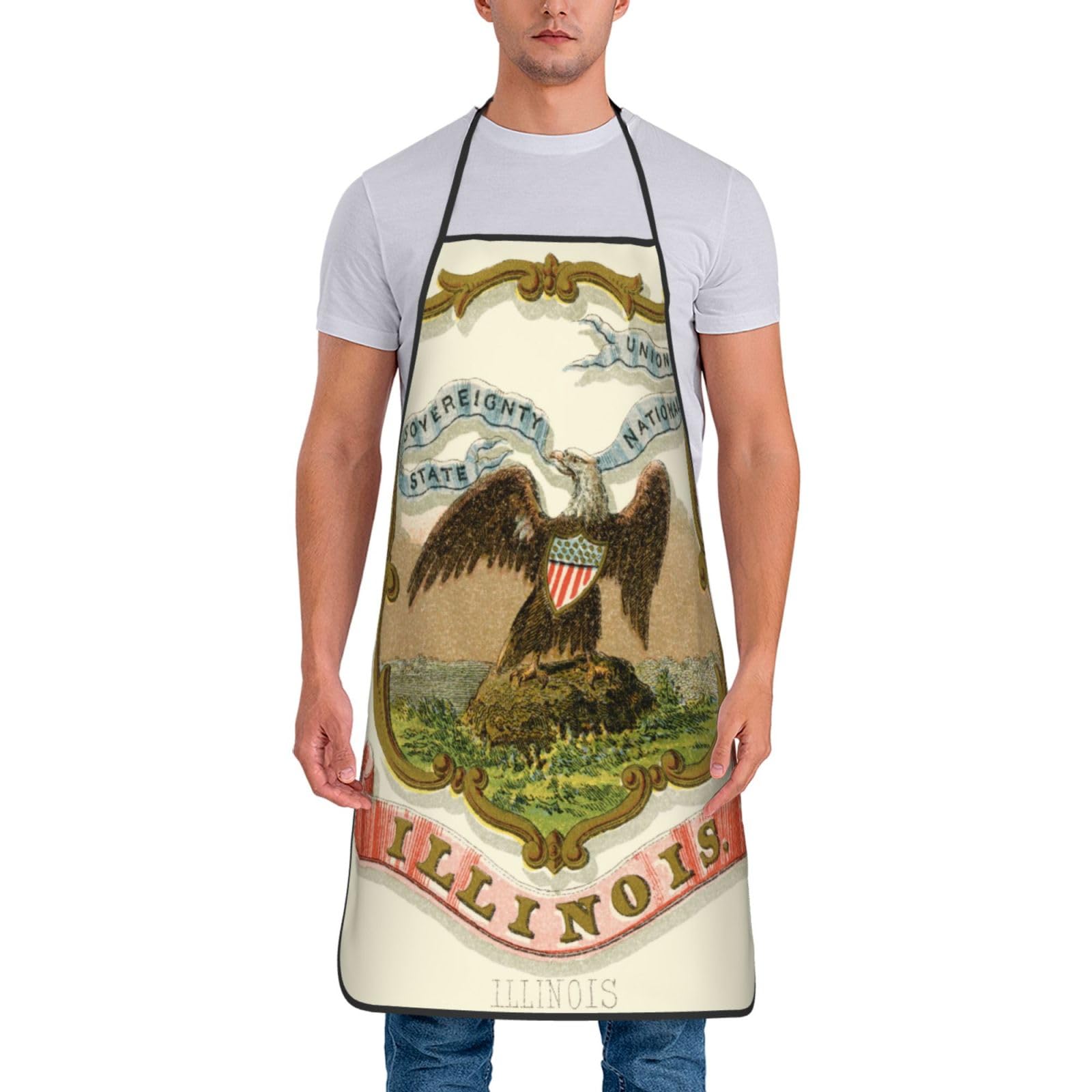 Tablier de cuisine unisexe avec emblème national de l'Illinois, doux et confortable pour homme et femme